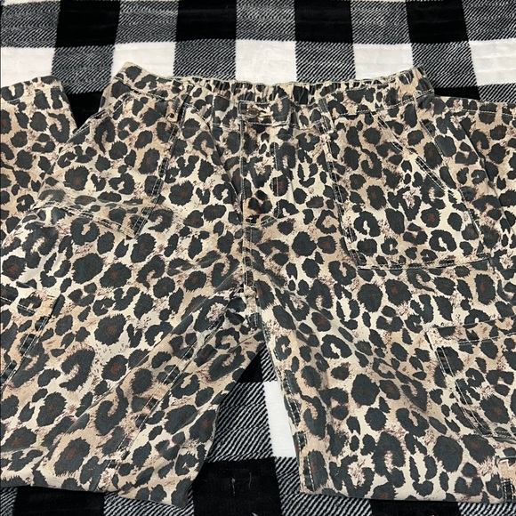 No Boundaries Pants - Leopard Print Wide Leg Cargo Pants